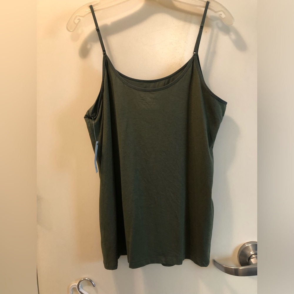 TIME AND TRU -‘MOSS’ or ‘OLIVE’ GREEN TANK TOP